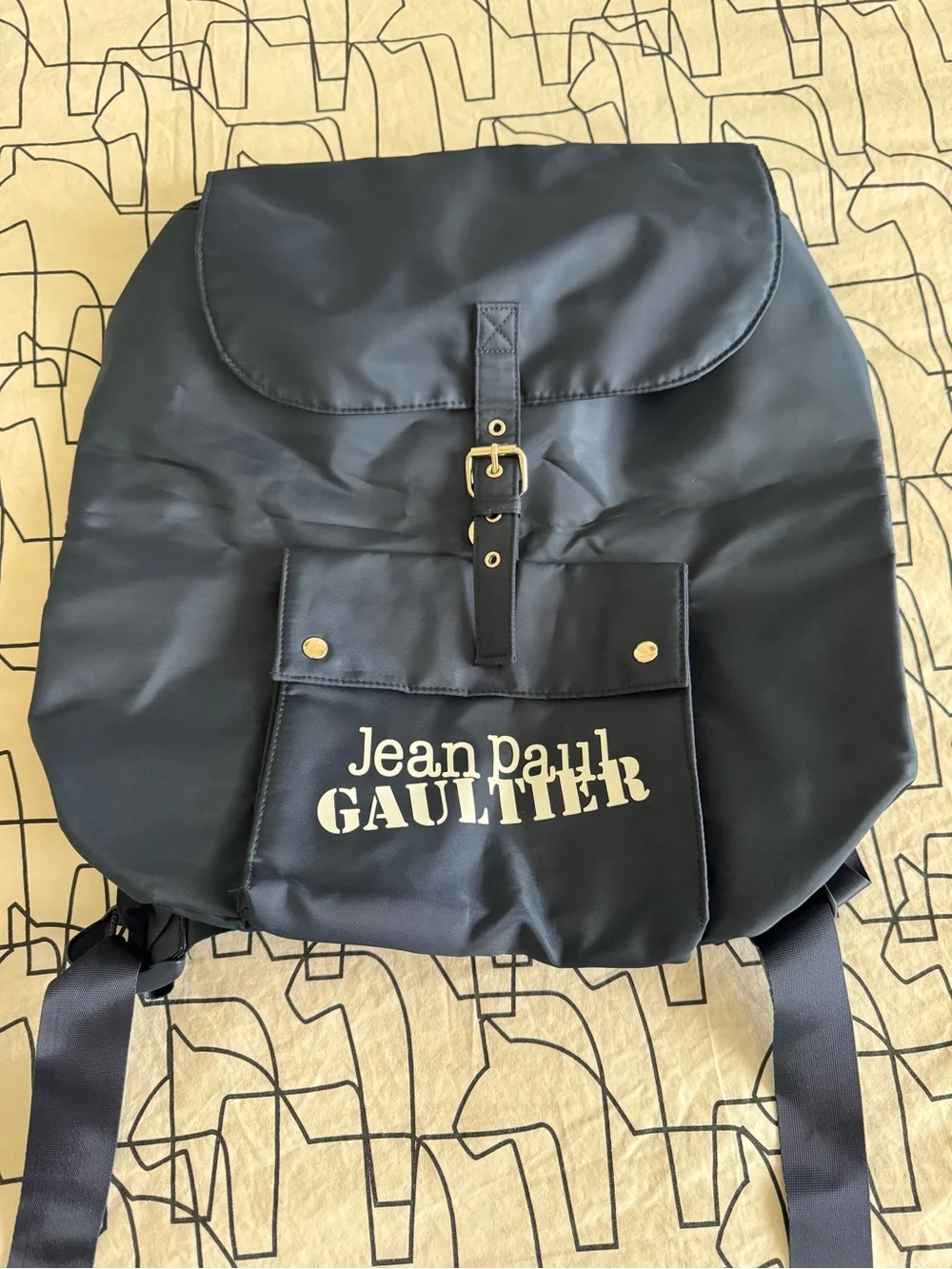 Jean Paul Gaultier Black Backpack with Gold Logo